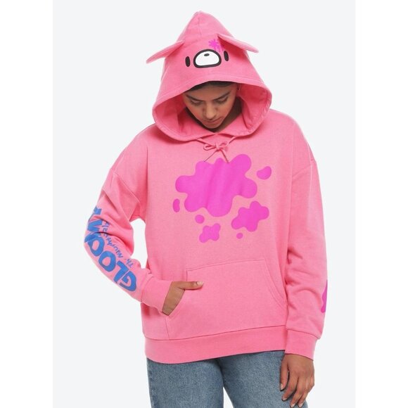 Gloomy The Naughty Grizzly Pink Hoodie With Ears Size Large Teddy Bear Anime - Picture 1 of 12
